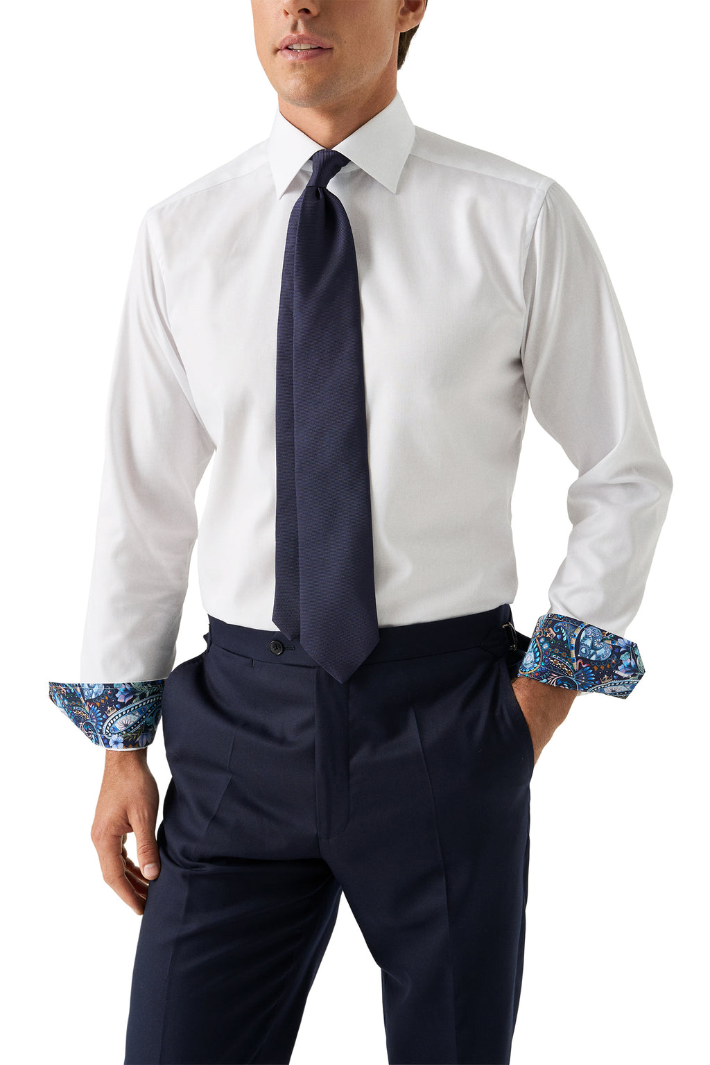ETON | Shirt With Navy Buttons | White