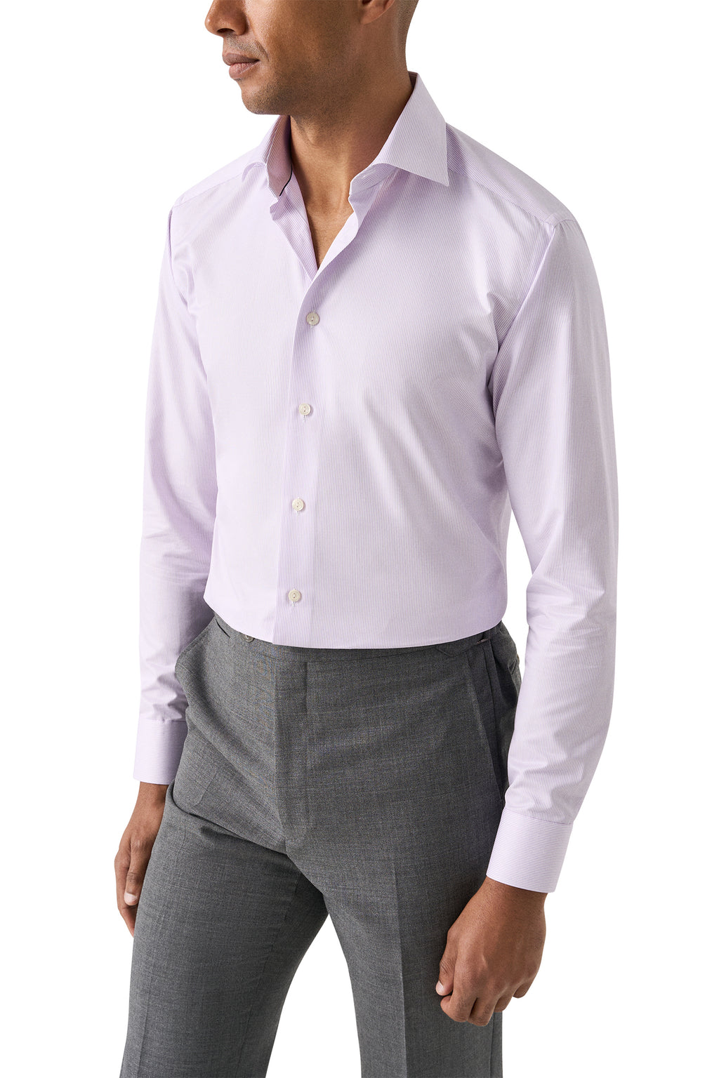 ETON | Twill Stripe Shirt | Purple