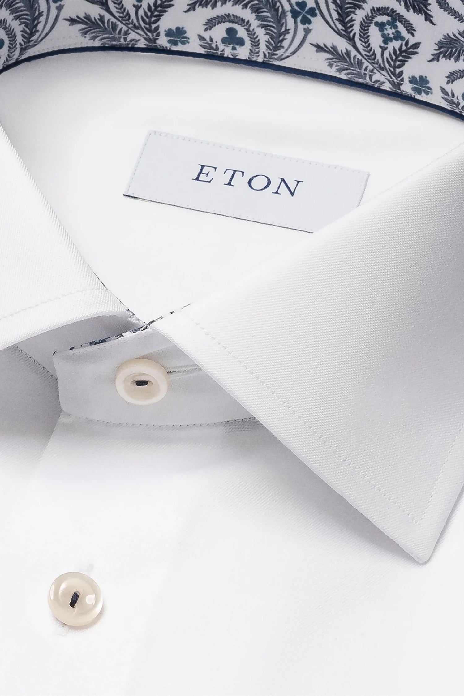 ETON | Shirt With Ferns & Clubs Inner | White