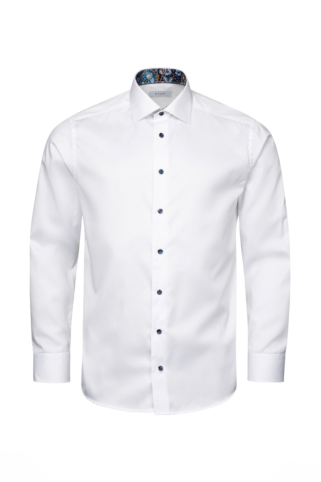 ETON | Shirt With Navy Buttons | White