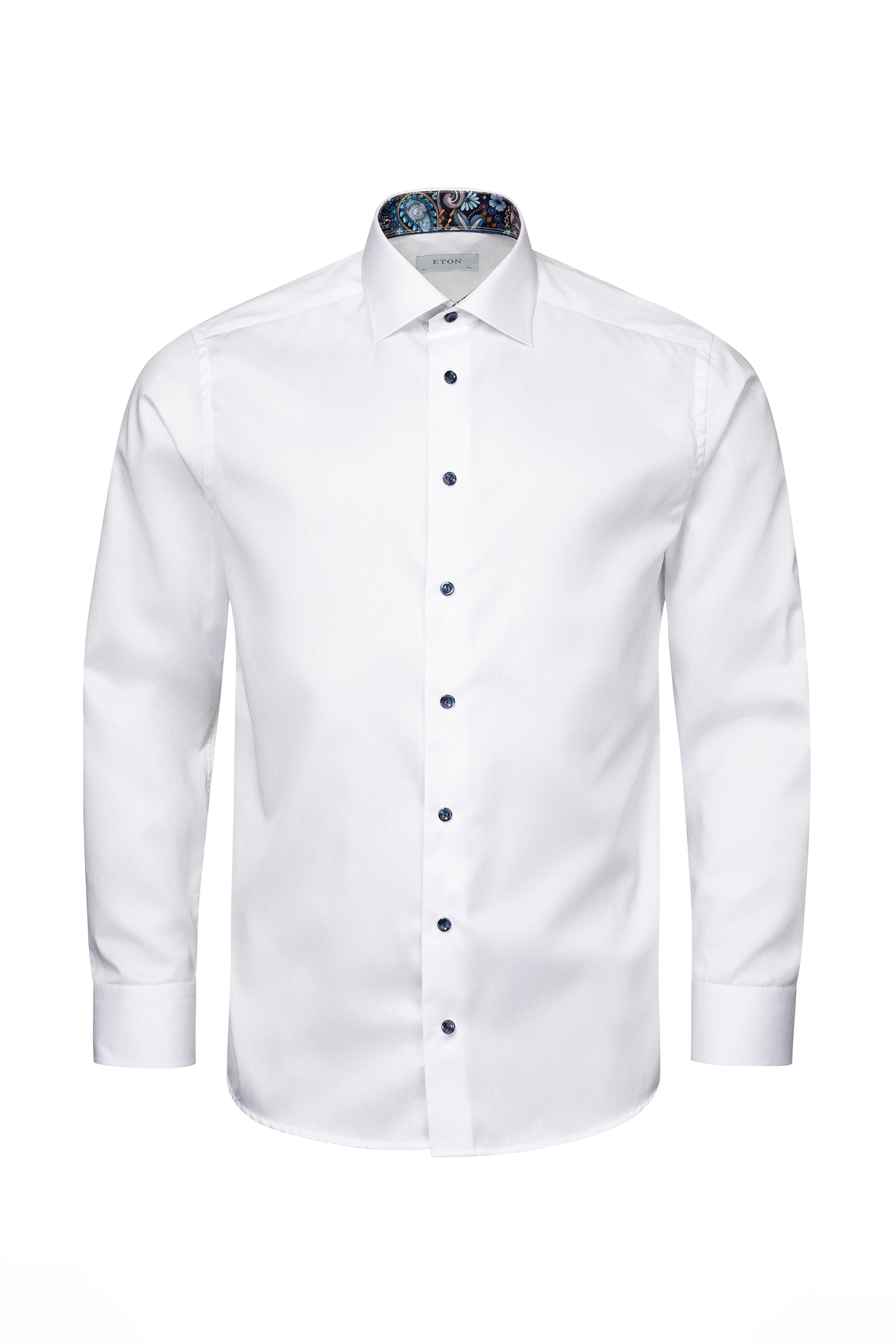 ETON | Shirt With Navy Buttons | White