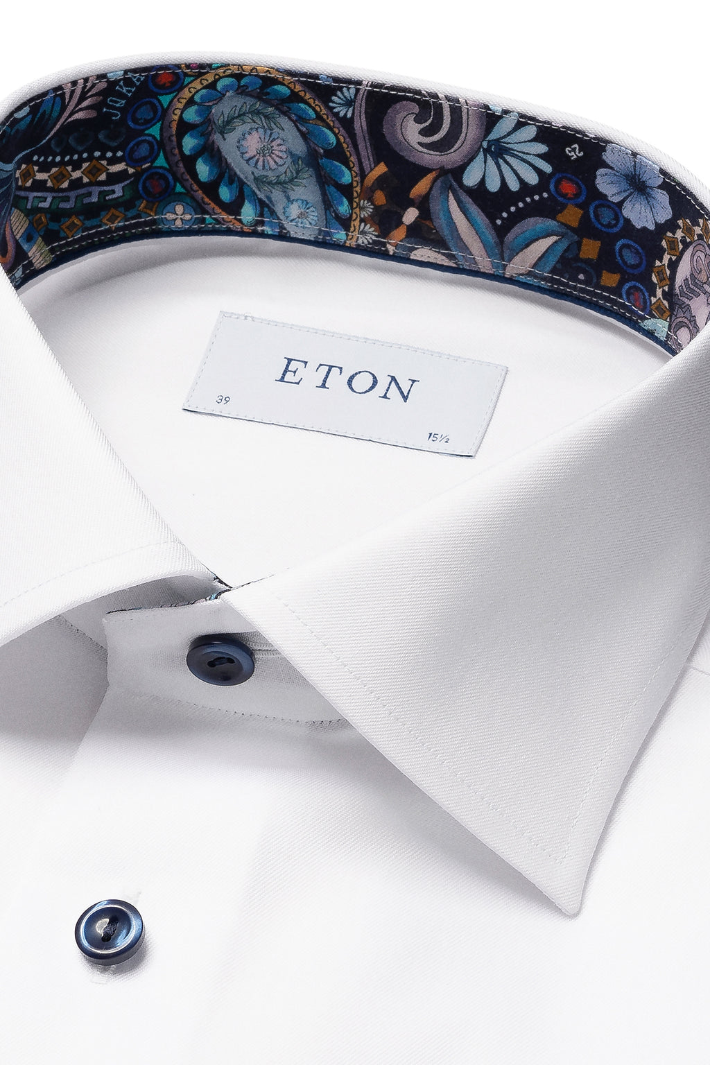 ETON | Shirt With Navy Buttons | White