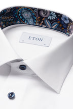 ETON | Shirt With Navy Buttons | White