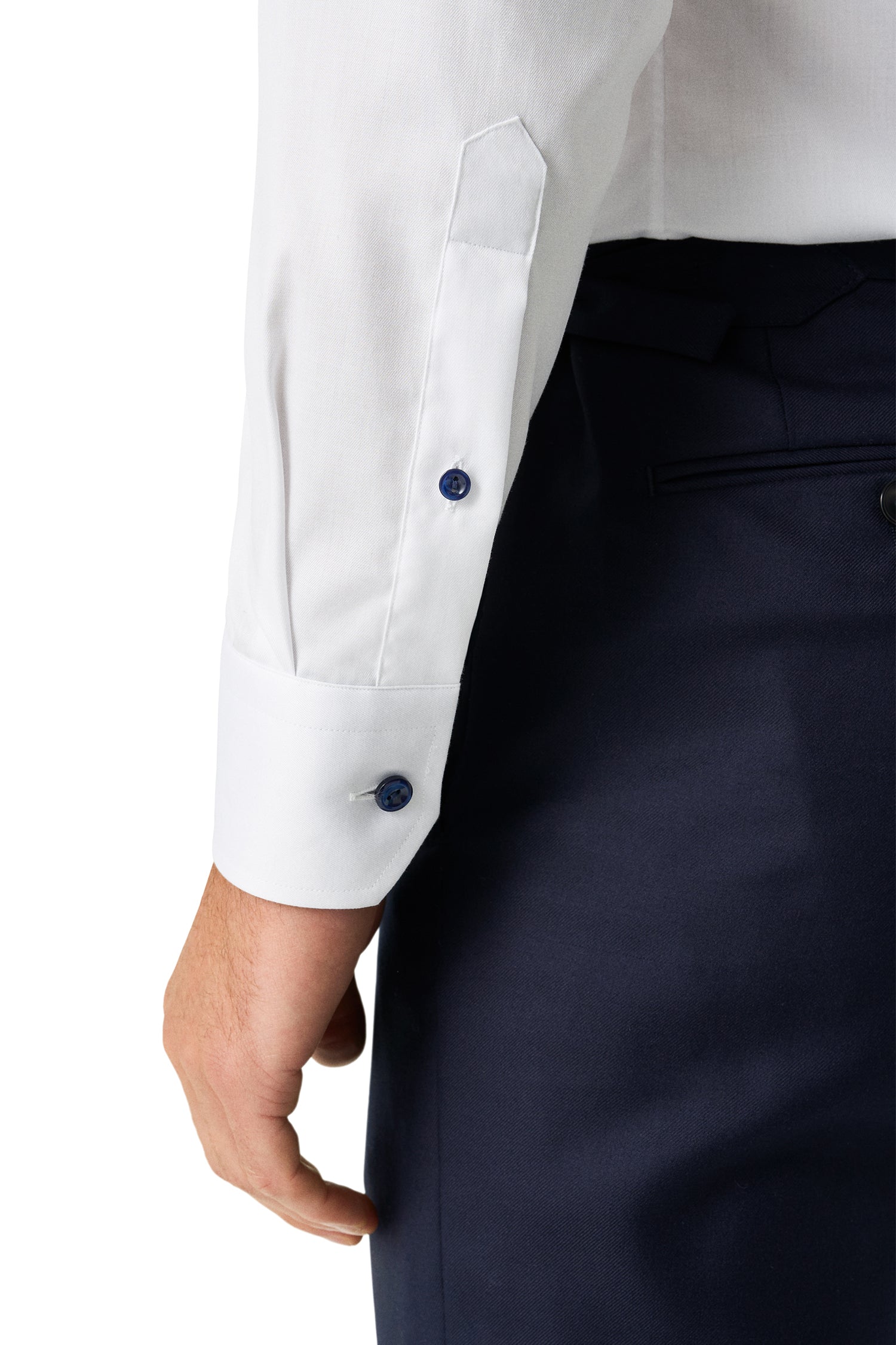 ETON | Shirt With Navy Buttons | White