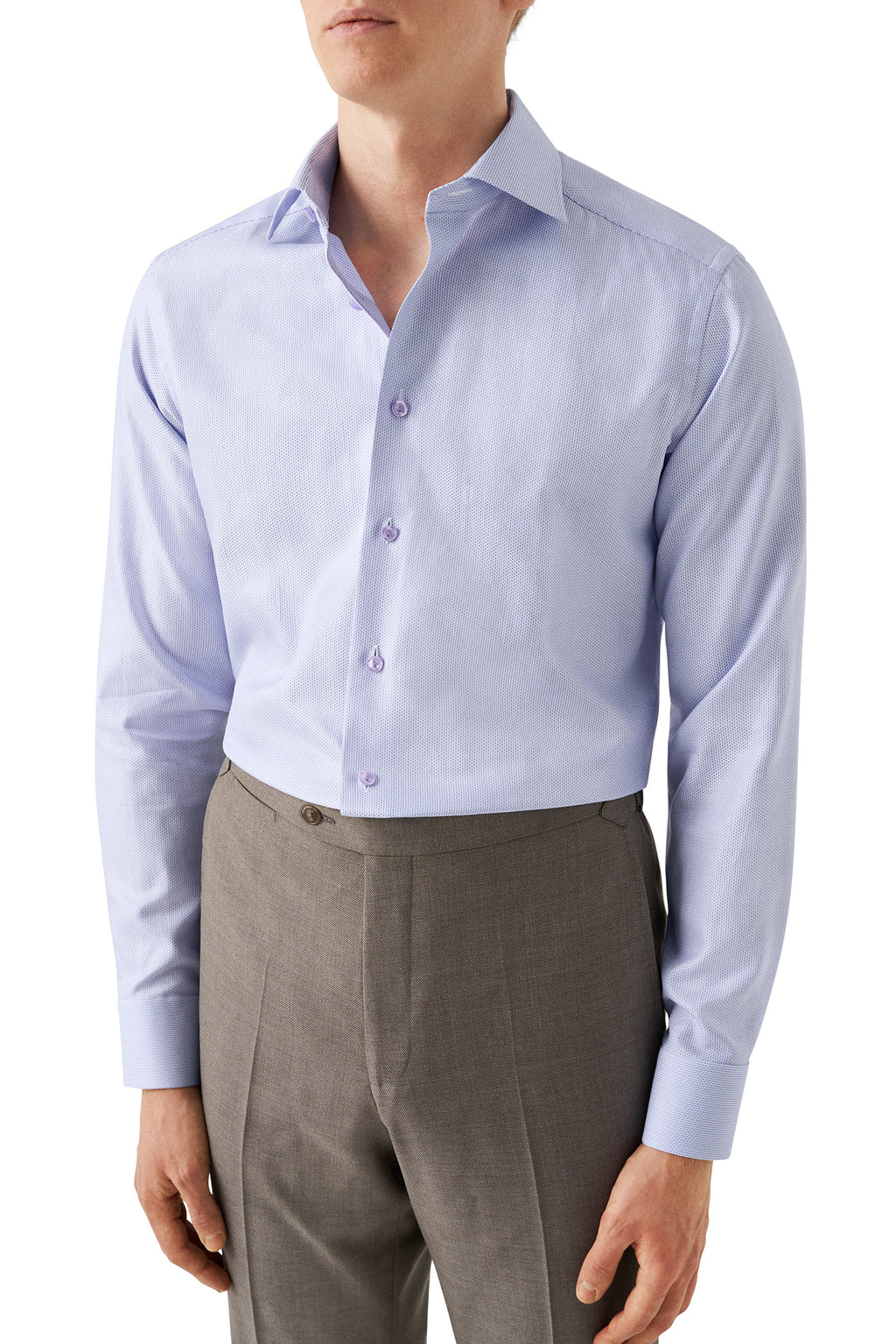 ETON | Contemporary Fit Herringbone Striped Shirt | Purple