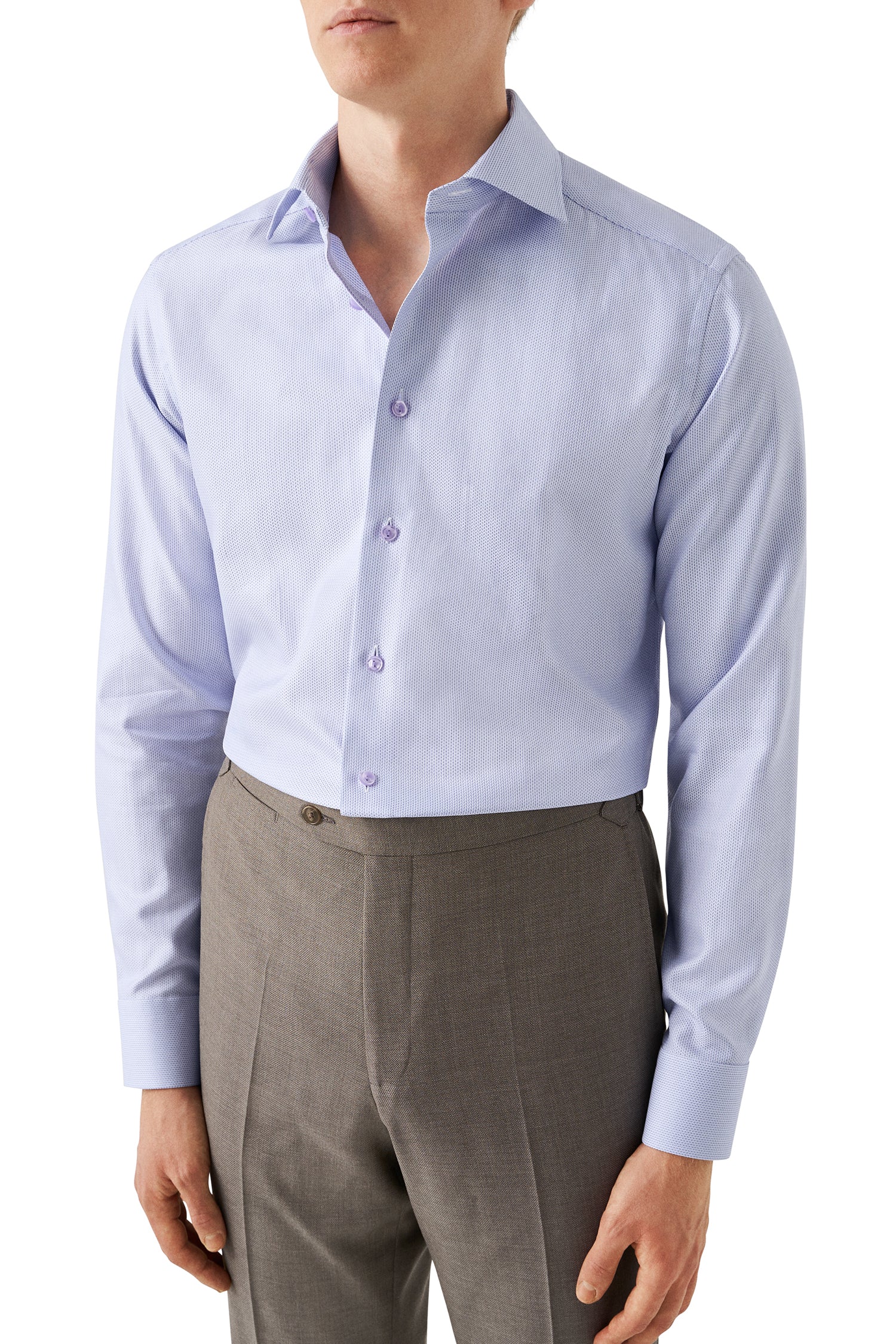 ETON | Contemporary Fit Herringbone Striped Shirt | Purple