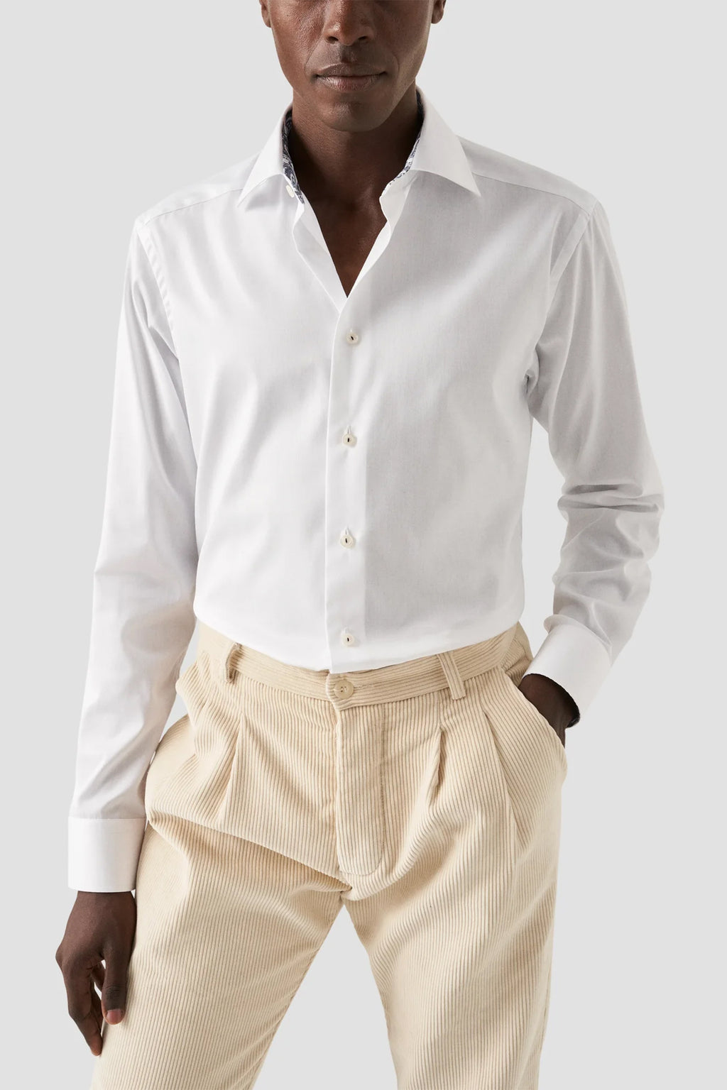 ETON | Shirt With Ferns & Clubs Inner | White