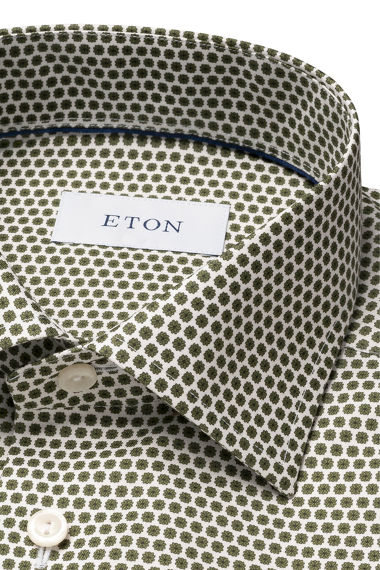 ETON | Flower Pattern Shirt | Army Green