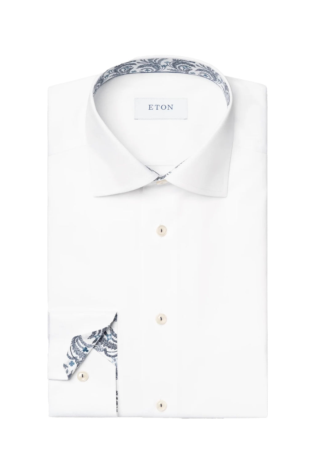ETON | Shirt With Ferns & Clubs Inner | White