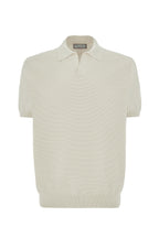 CANALI | V-Neck Ribbed Front Polo | Cream