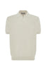 CANALI | V-Neck Ribbed Front Polo | Cream