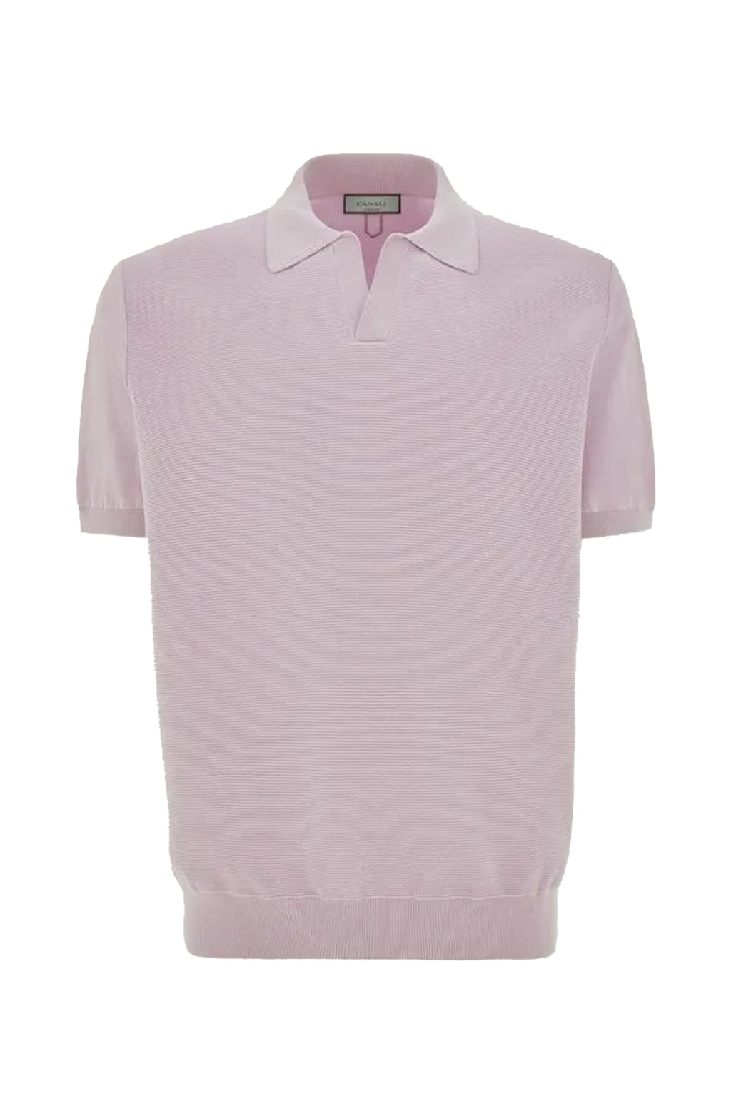 CANALI | V-Neck Ribbed Front Polo | Mauve