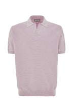 CANALI | V-Neck Ribbed Front Polo | Mauve
