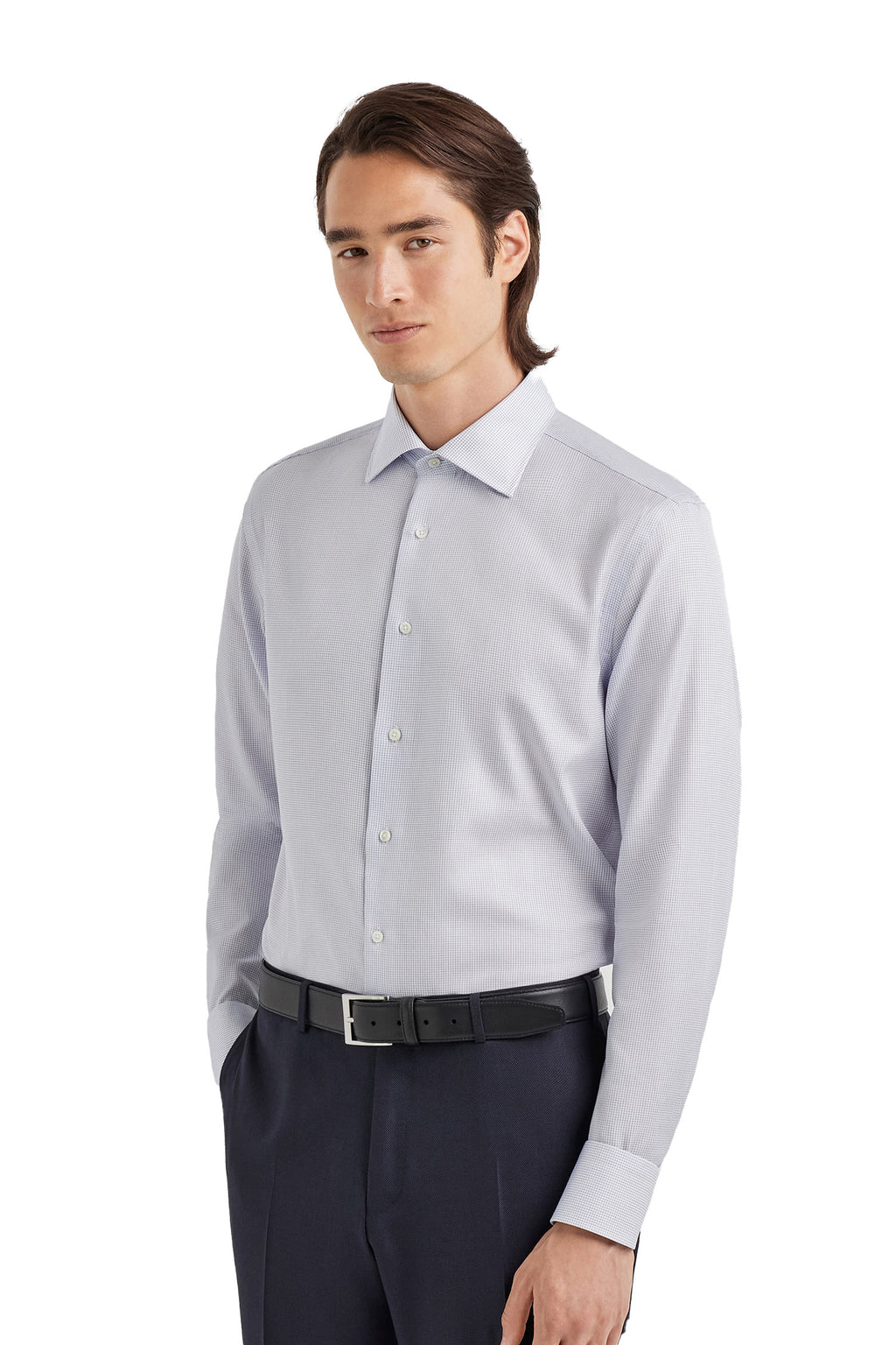 CANALI | Cross-Check Pattern Shirt | Blue