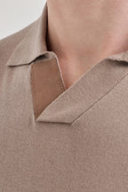 CANALI | Suede Trim Polo | Light Brown