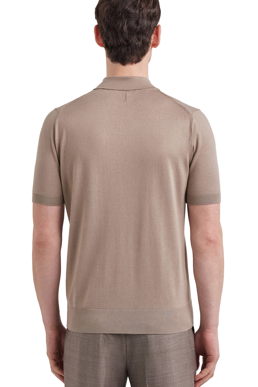 CANALI | Suede Trim Polo | Light Brown