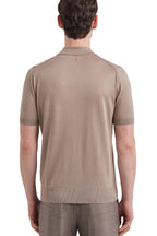 CANALI | Suede Trim Polo | Light Brown
