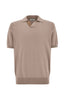 CANALI | Suede Trim Polo | Light Brown