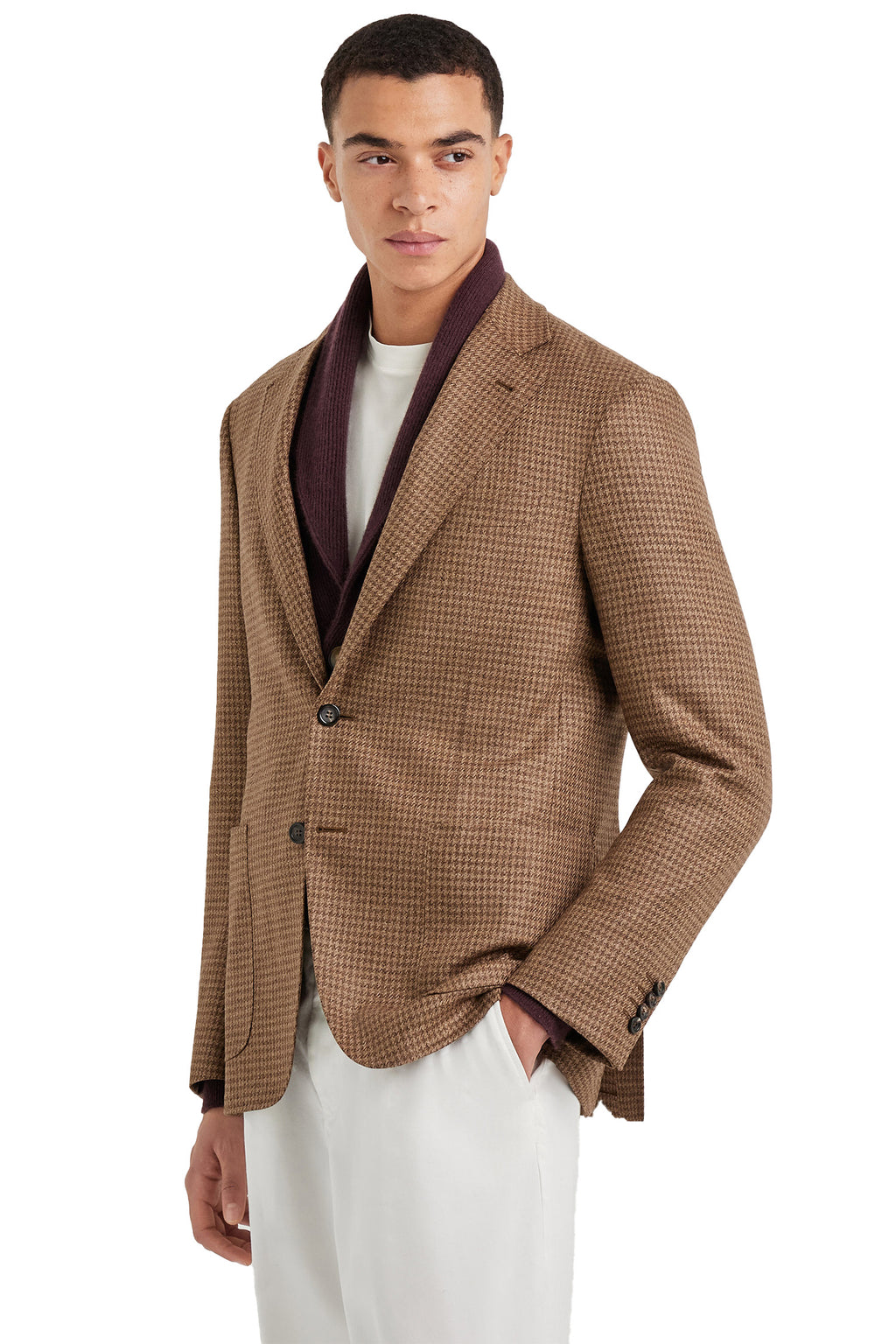 CANALI | Two-Tone Houndstooth Jacket | Brown & Chocolate