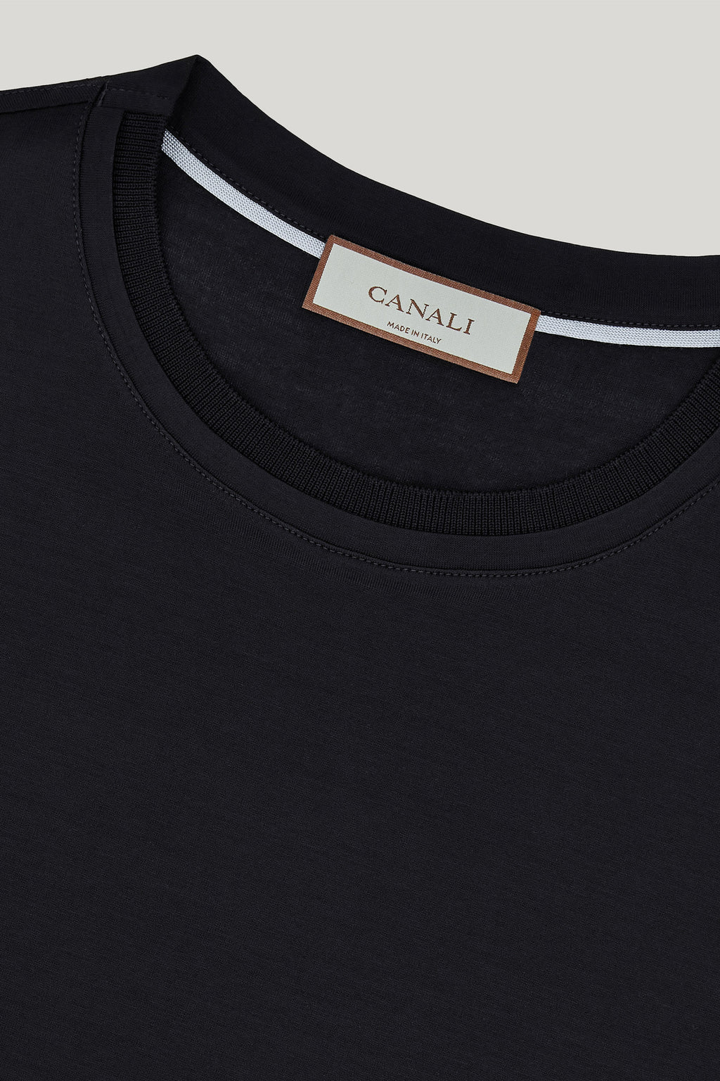 CANALI | Ribbed Crew Neck T-Shirt | Black