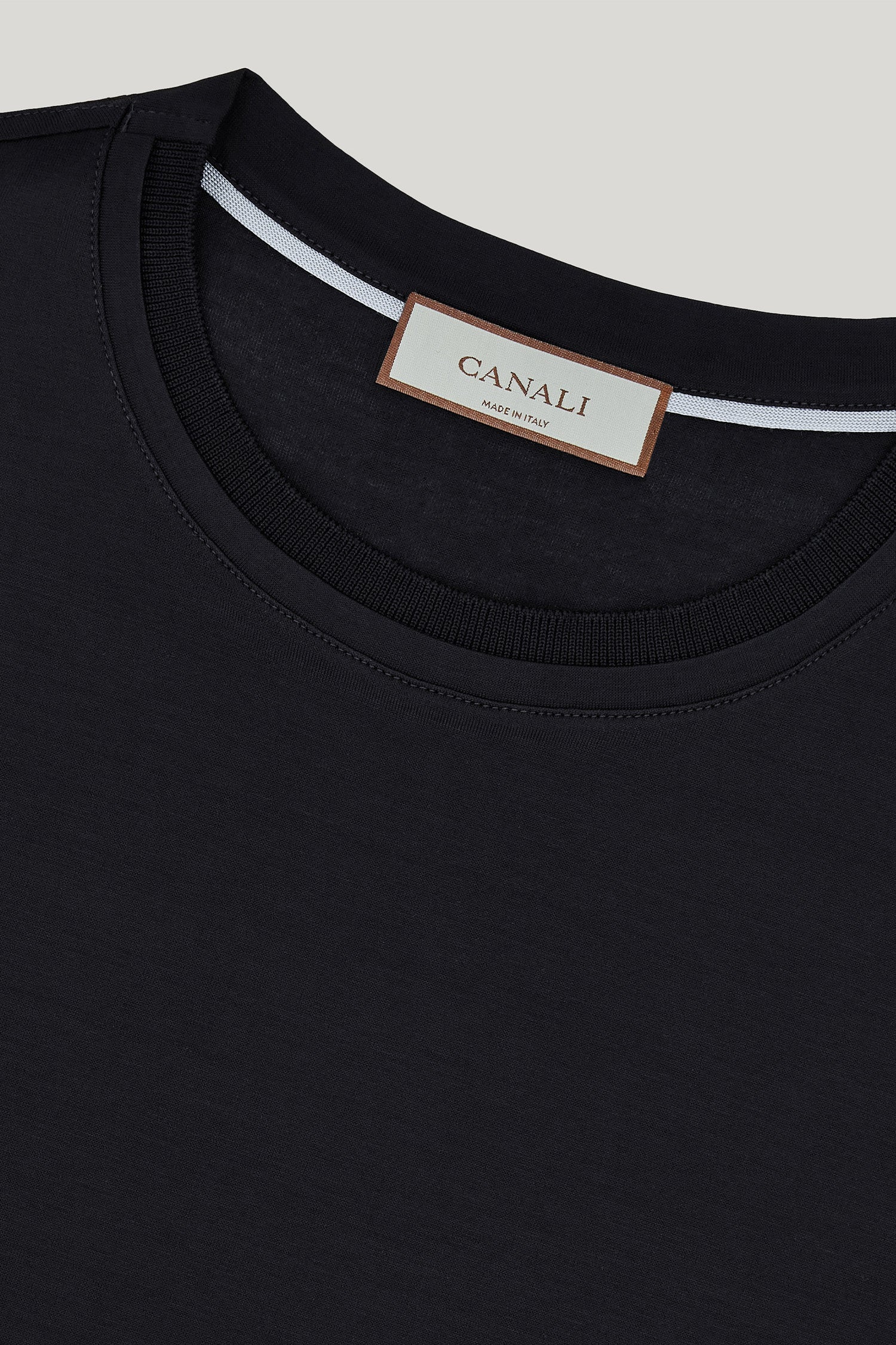 CANALI | Ribbed Crew Neck T-Shirt | Black