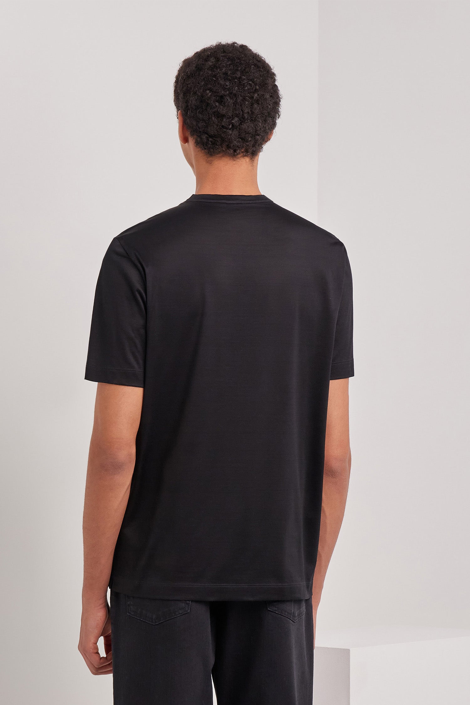 CANALI | Ribbed Crew Neck T-Shirt | Black