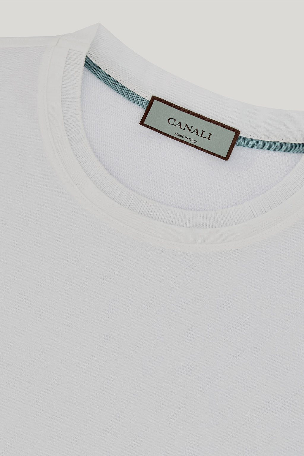 CANALI | Long Sleeve Ribbed Crew Neck T-Shirt | White