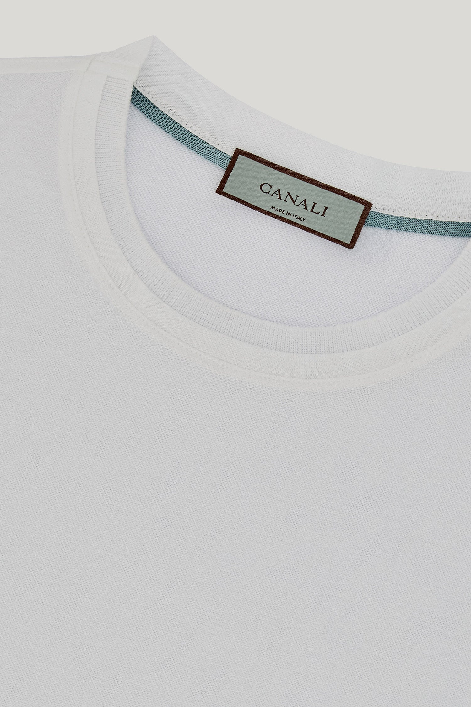 CANALI | Long Sleeve Ribbed Crew Neck T-Shirt | White