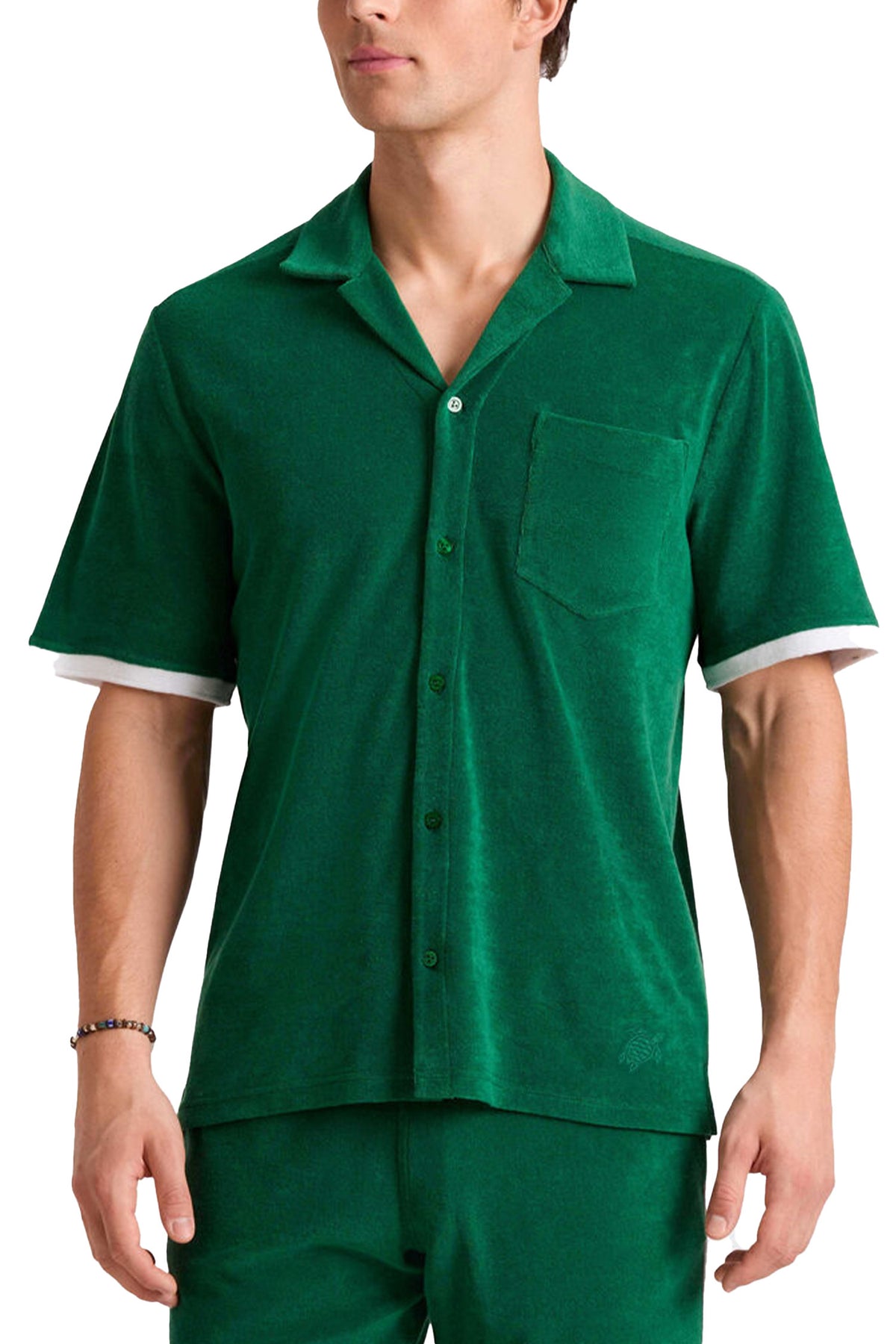 VILEBREQUIN | Terry Bowling Shirt White Trim | Dark Green