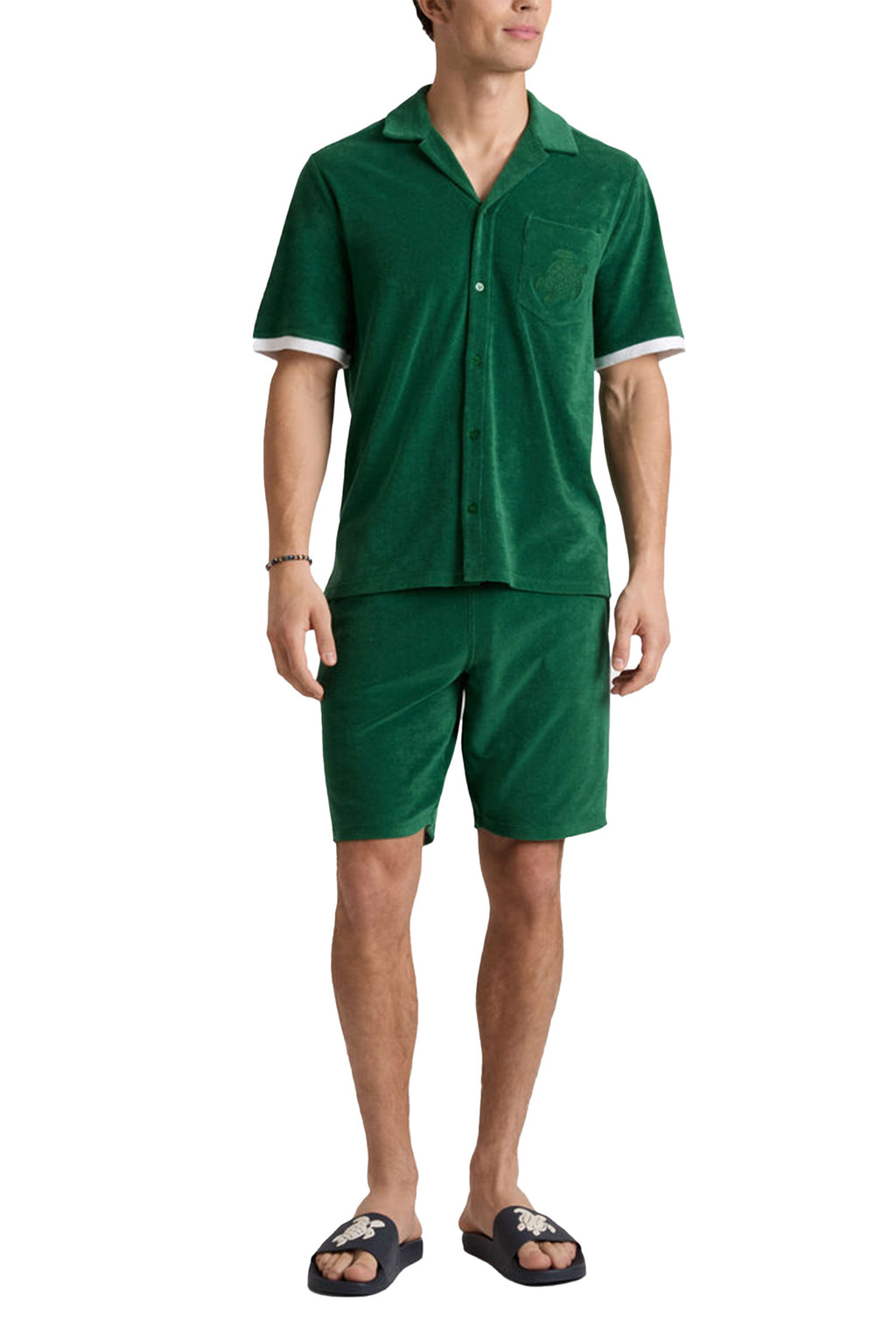 VILEBREQUIN | Terry Bowling Shirt White Trim | Dark Green