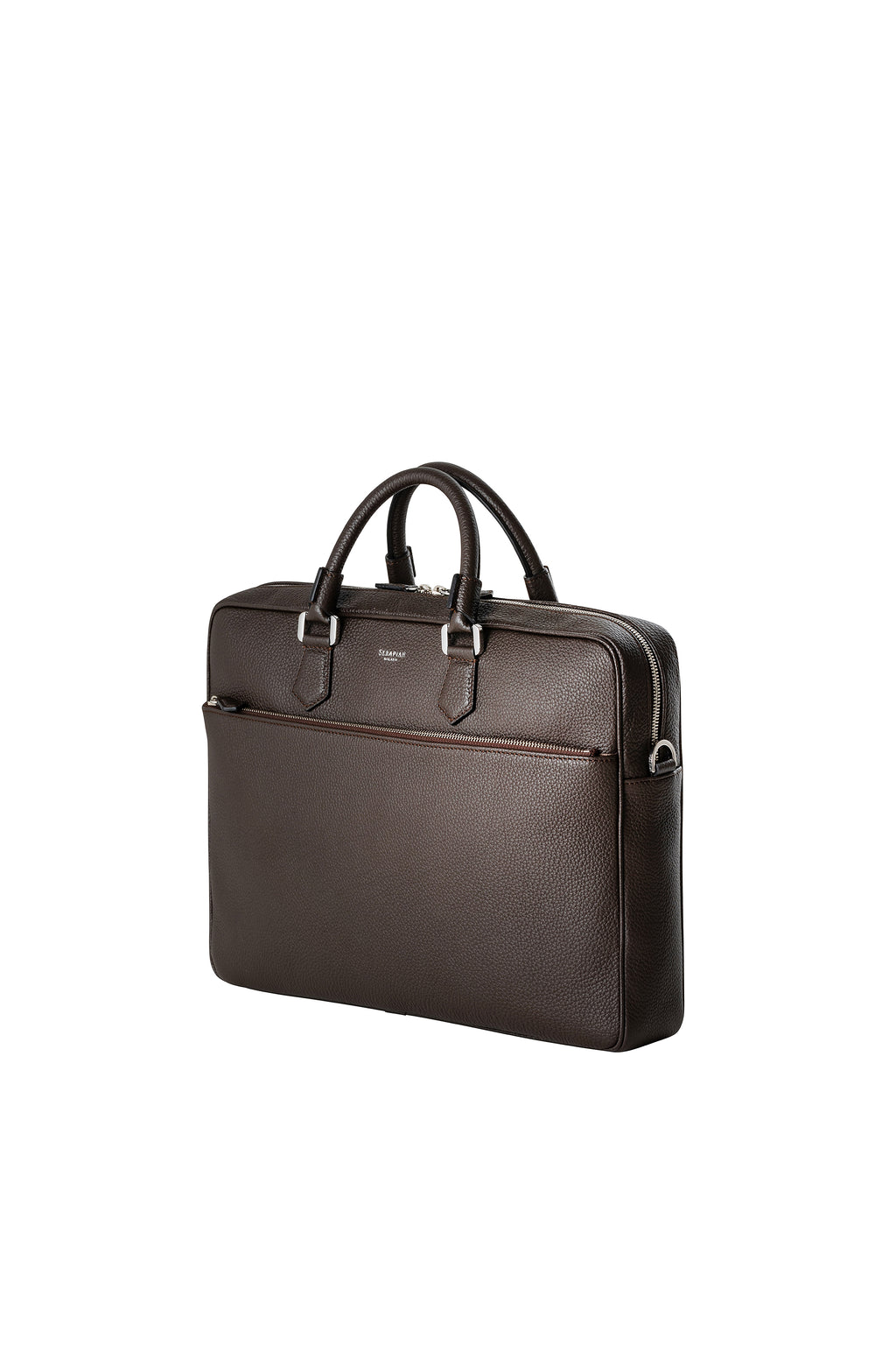 SERAPIAN | Slim Briefcase | Dark Brown