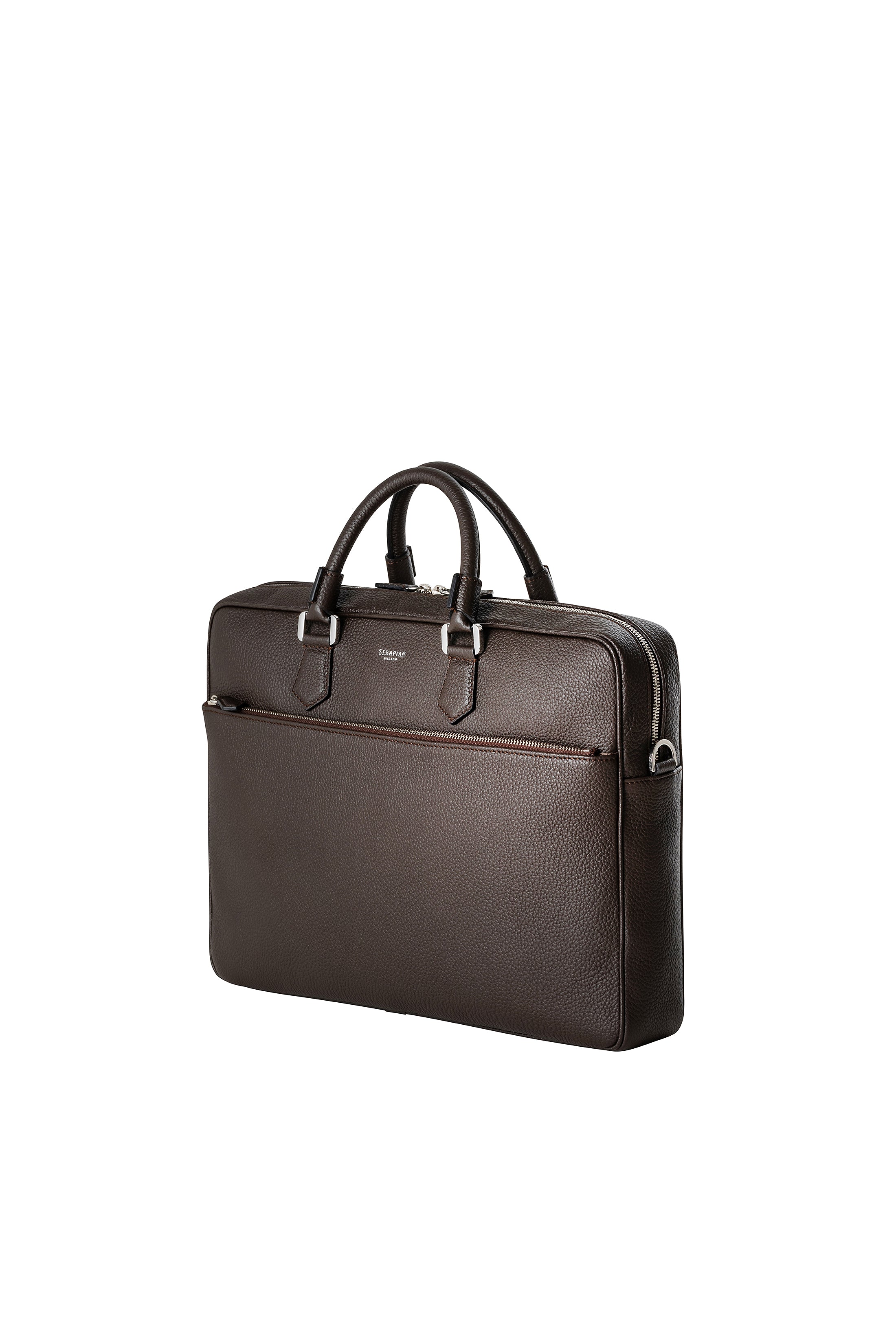 SERAPIAN | Slim Briefcase | Dark Brown