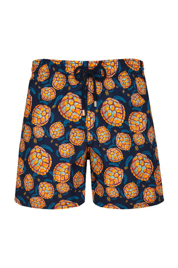 VILEBREQUIN Navy Swim Shorts With Orange Turtles