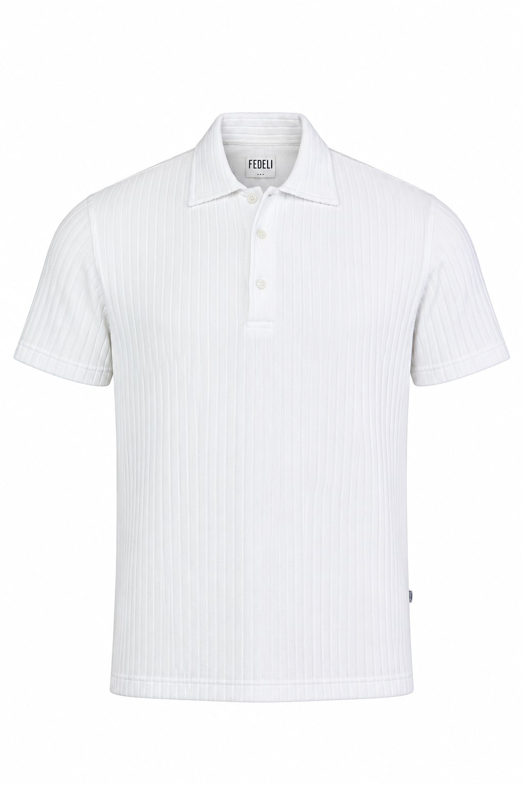 FEDELI | Ribbed Terry Polo | White