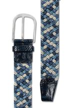 MITCHELL OGILVIE | Elasticated Plaited Belt Croc Trims | Blue & White