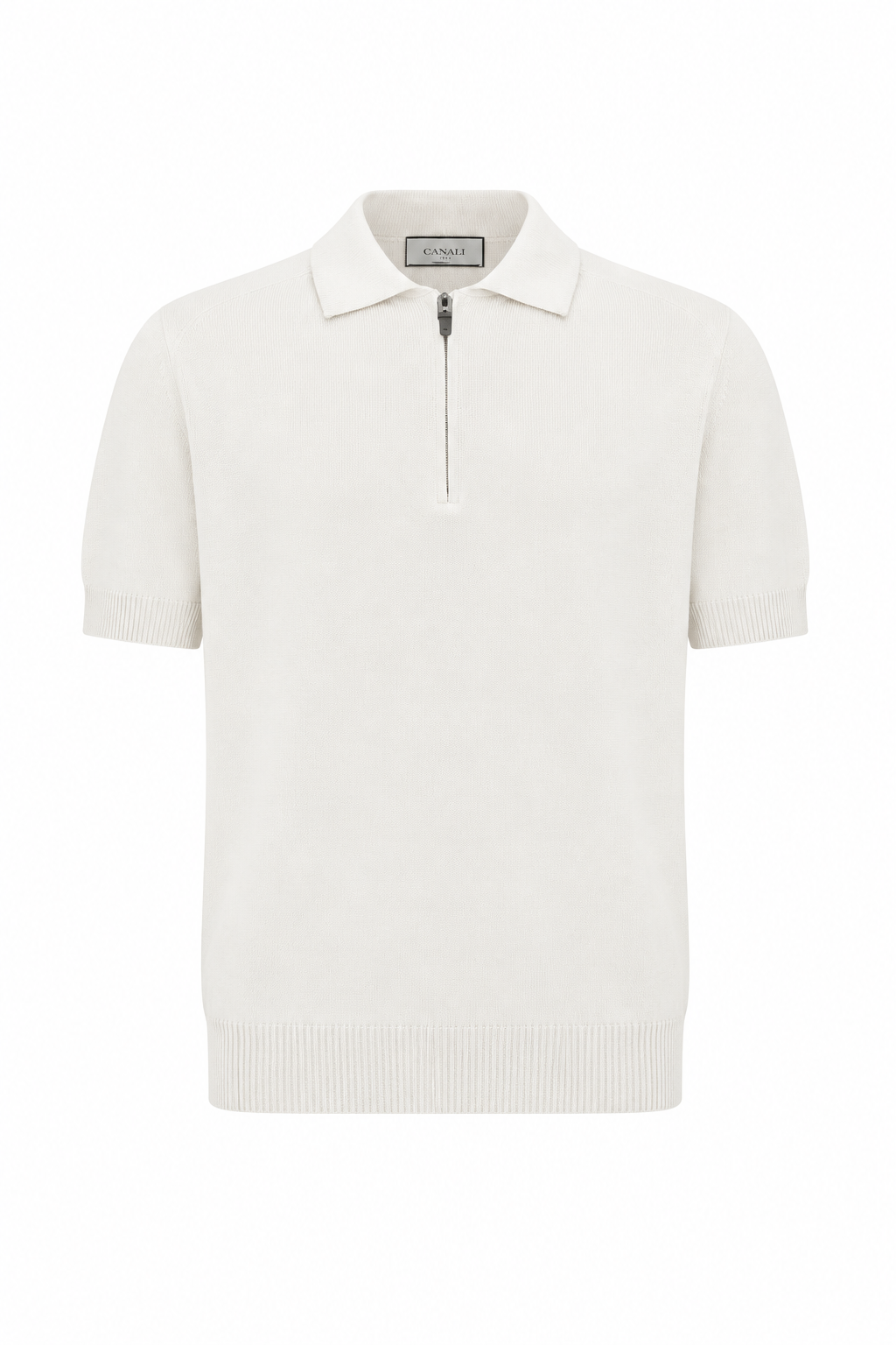 CANALI | Zipped Polo With Contrasting Piping | White