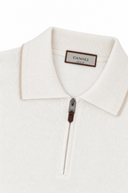 CANALI | Zipped Polo With Contrasting Piping | White