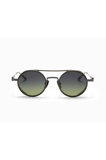 AKONI Black & Green Eris Round AKS-505E Sunglasses