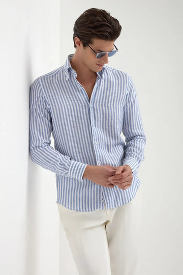 PINI PARMA Blue Striped Shirt