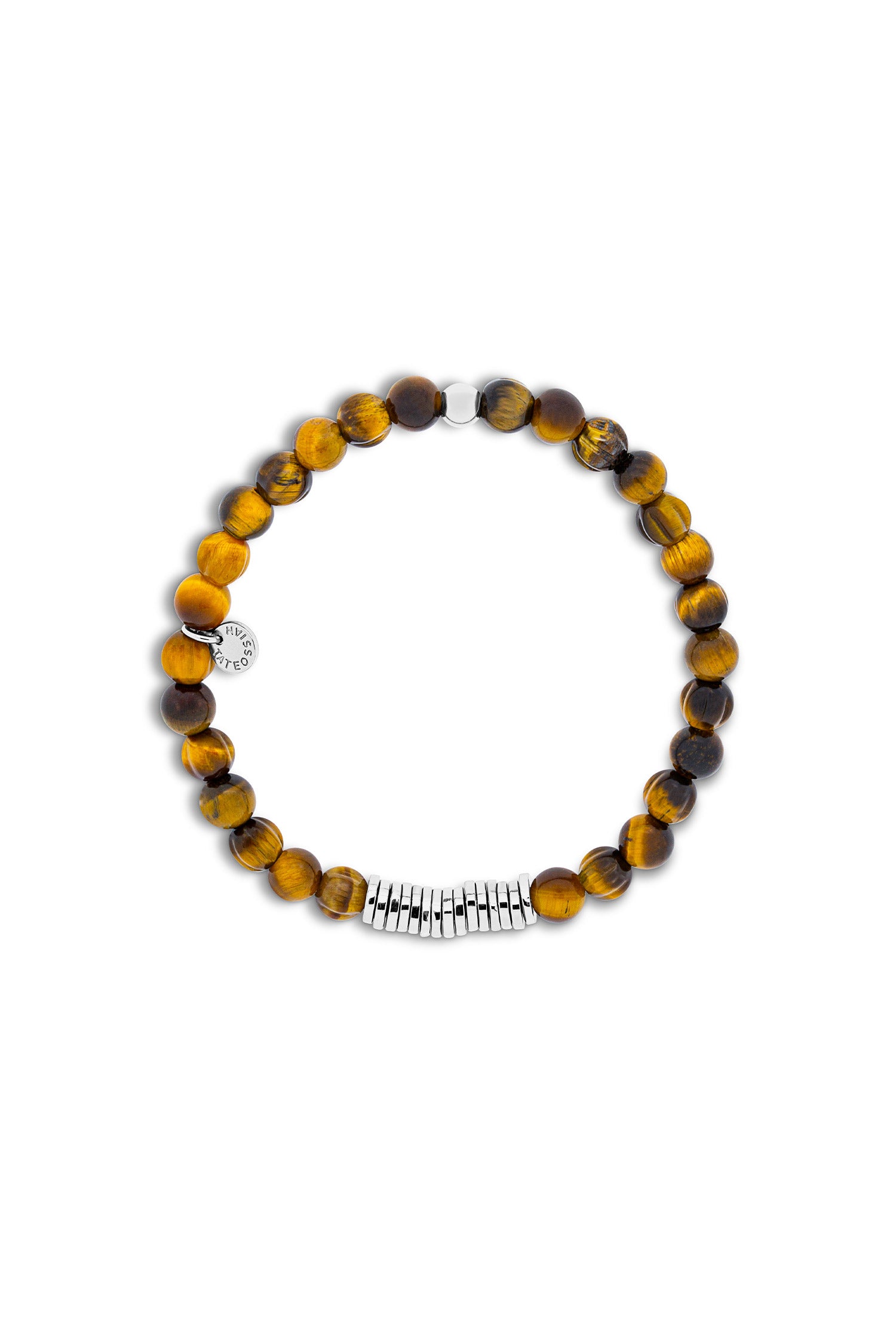 TATEOSSIAN | Tiger Eye Bracelet With Silver Discs | Brown