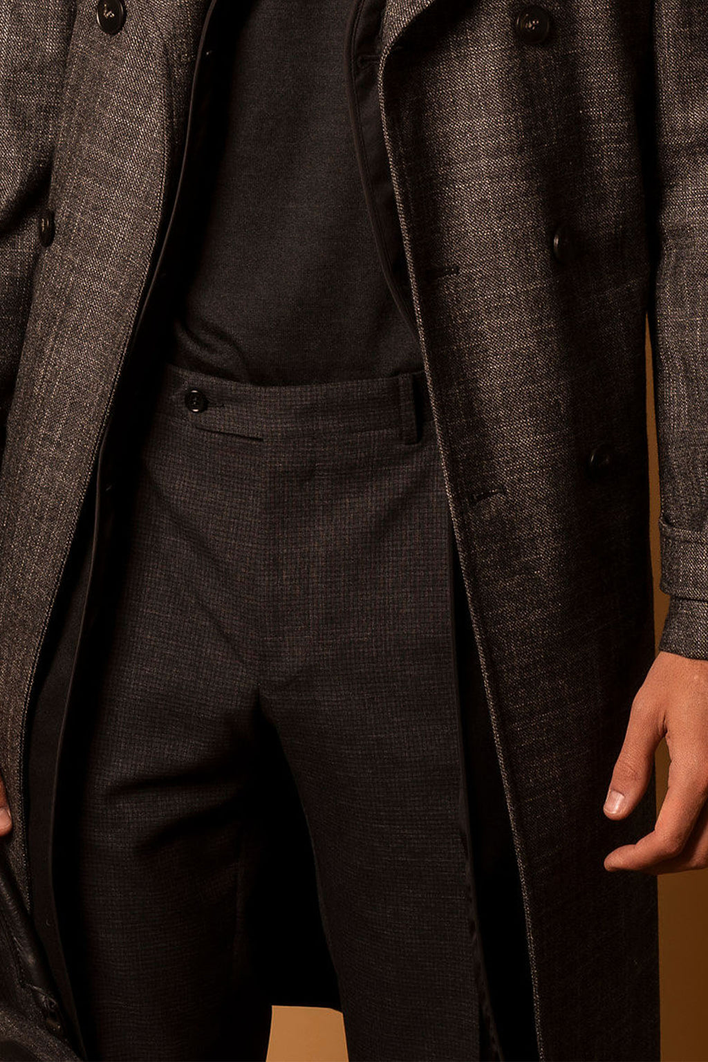 CANALI | 1 Pleat Check Trousers | Charcoal