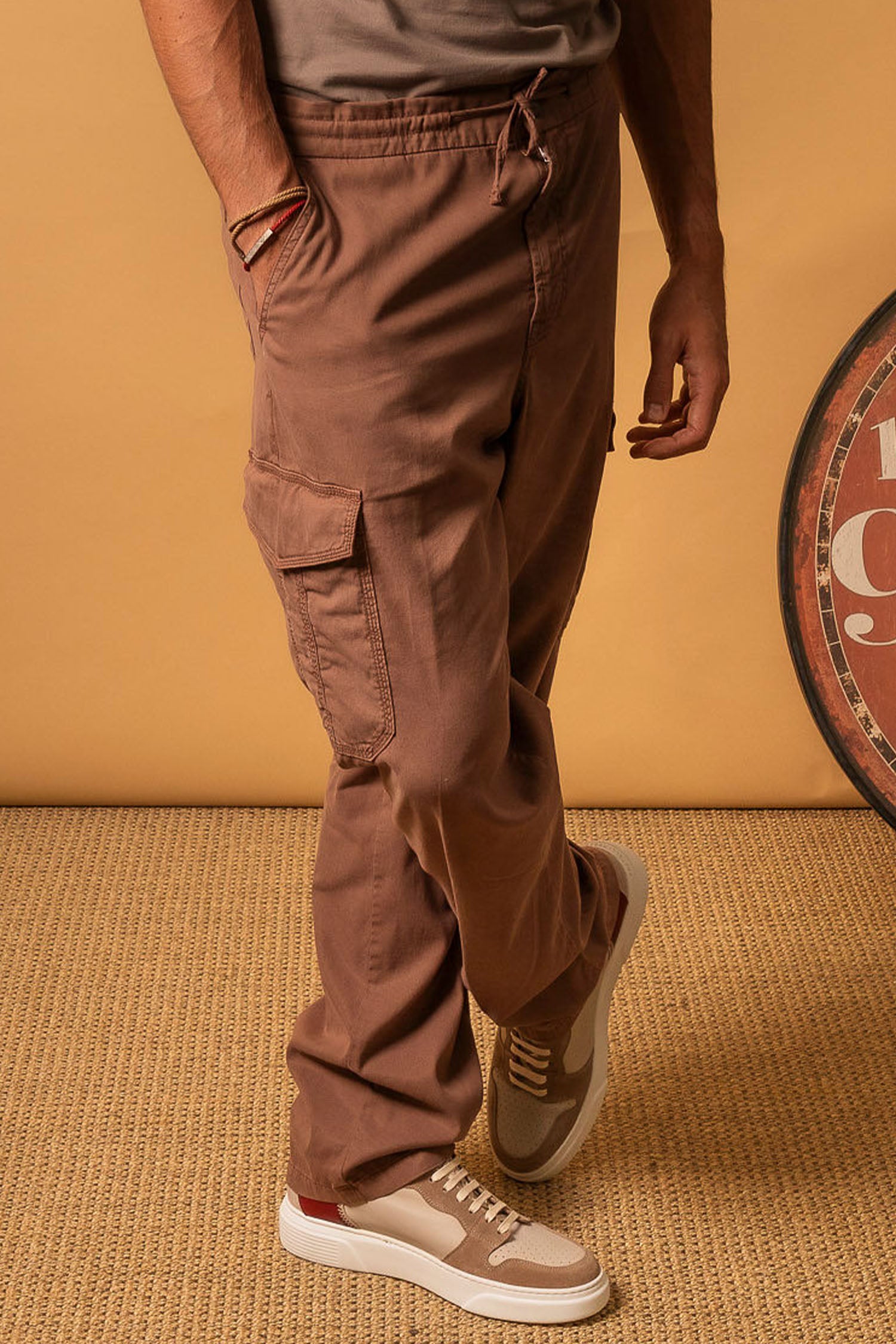 CANALI | Drawstring Cargo Pants | Brick
