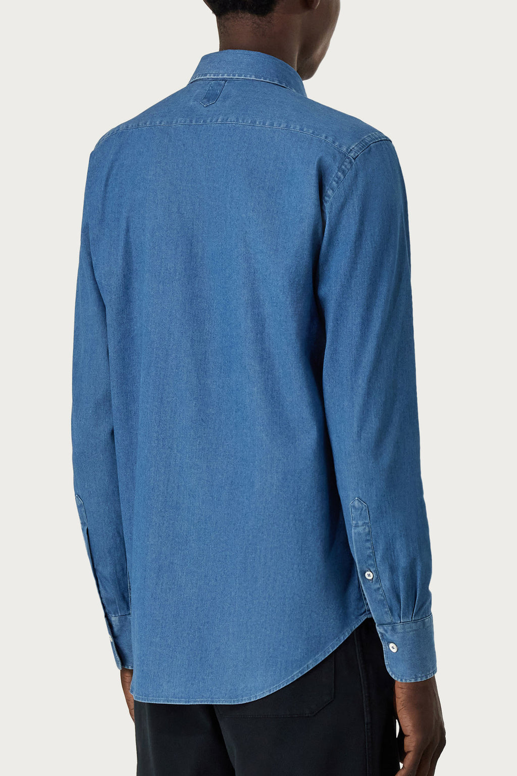 CANALI | Chambray Slim-Collar Shirt | Mid-Blue