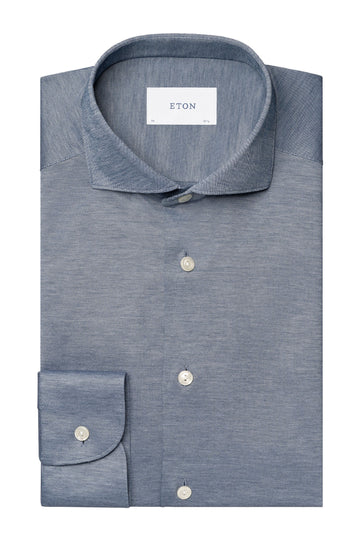 ETON Dark Blue Jersey Oxford Shirt