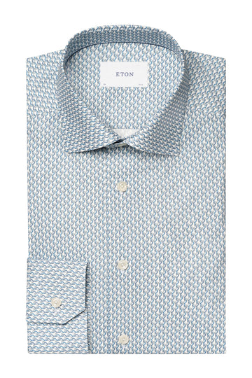 ETON Blue Parrot Pattern Shirt