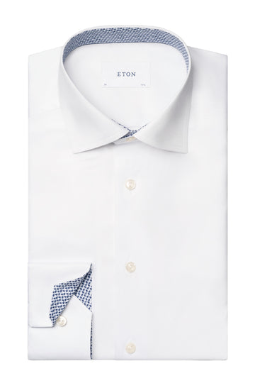ETON White Inner Navy Geo-Pattern Shirt