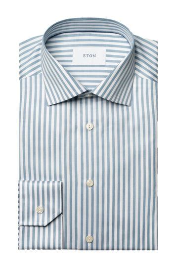 ETON | Striped Twill Shirt | Steel Blue