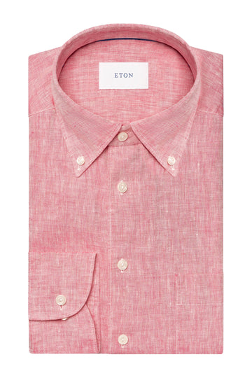 ETON Deep Pink Button-Down Linen Shirt