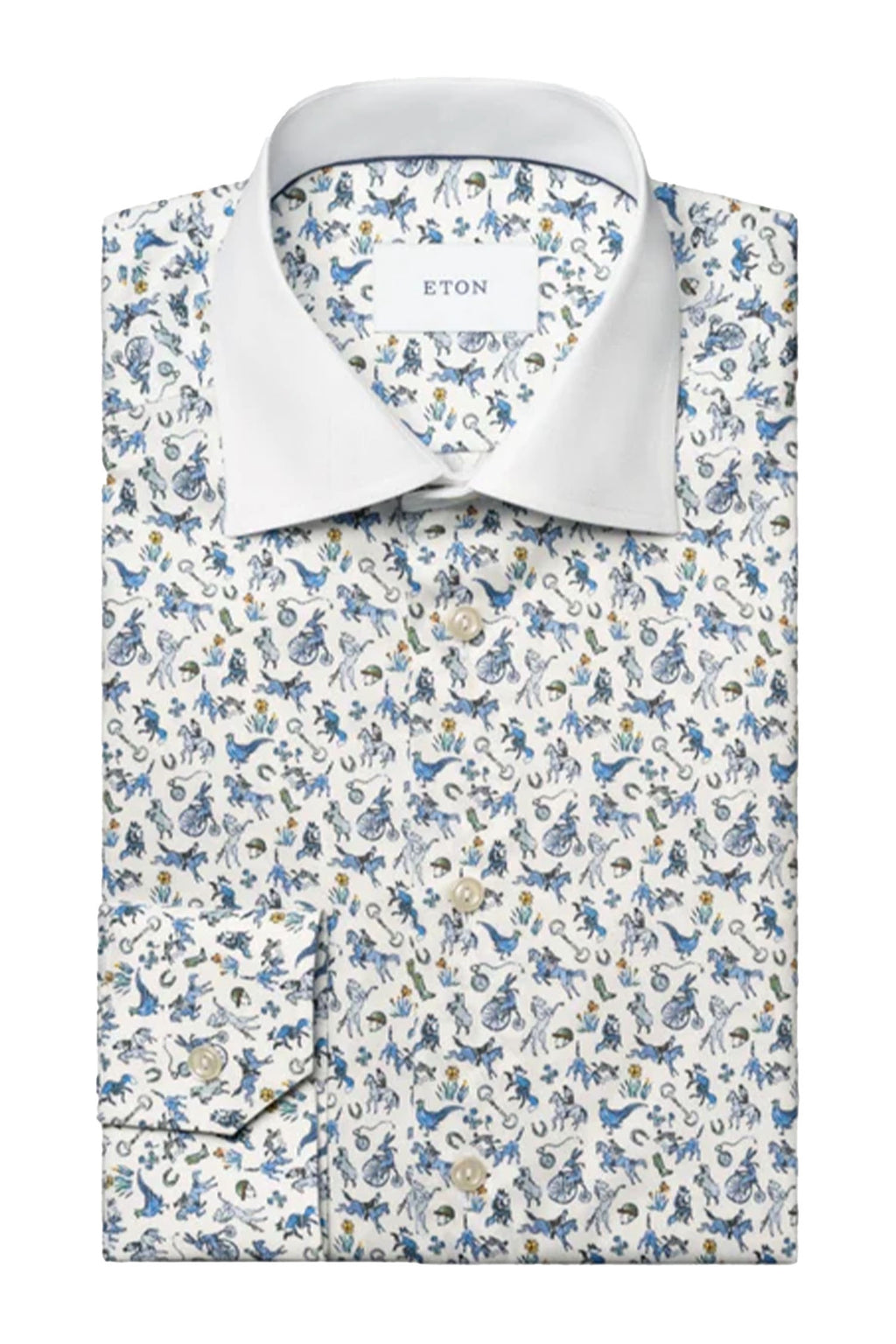 ETON | Horse Print Shirt | Blue & White