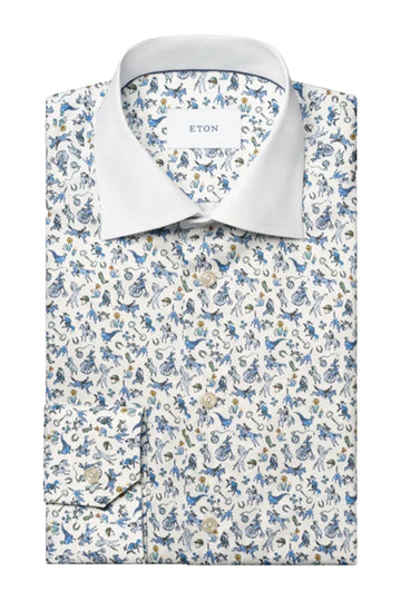 ETON | Horse Print Shirt | Blue & White